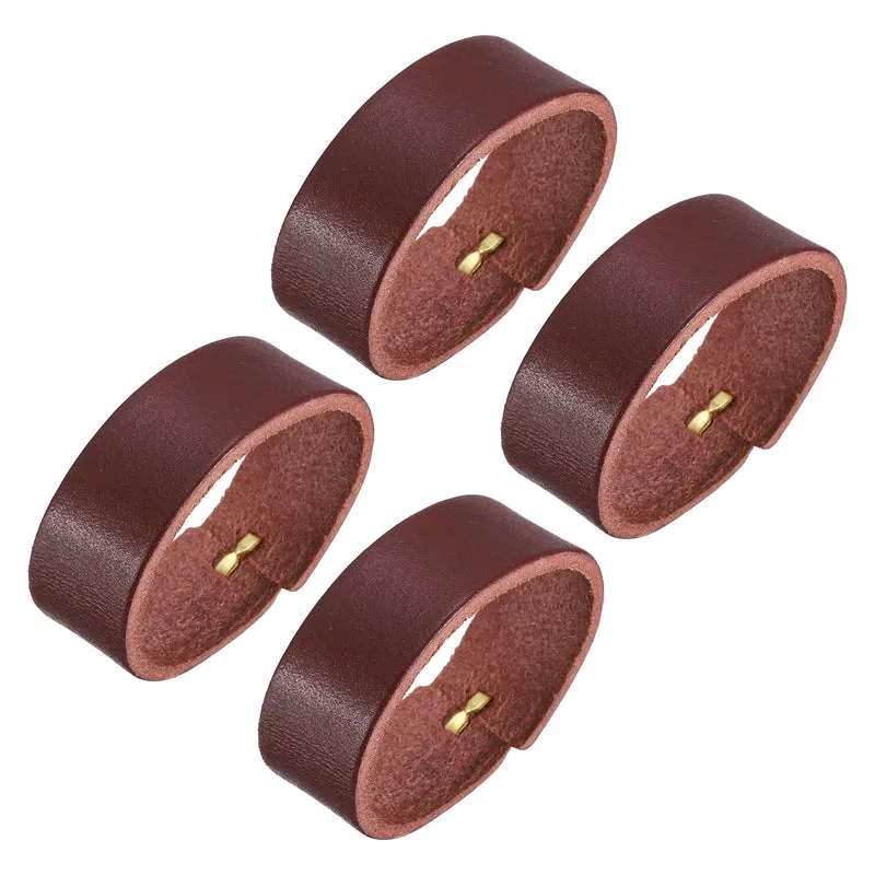 4Pcs Leather Belt Loop Keepers, 11.5cm Outer Girth Belt Strap Ring Buckle for DIY Craft Bag Belt Fixing (Red Brown)