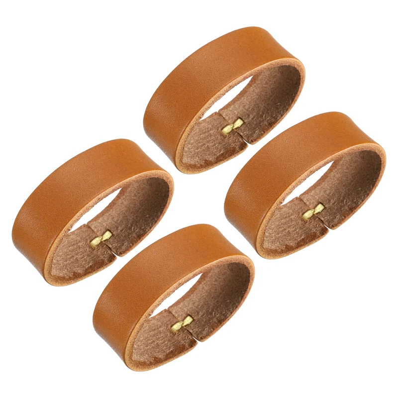 4Pcs Leather Belt Loop Keepers, 11.5cm Outer Girth Belt Strap Ring Buckle for DIY Craft Bag Belt Fixing (Yellow Orange)