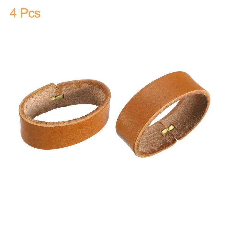 4Pcs Leather Belt Loop Keepers, 11.5cm Outer Girth Belt Strap Ring Buckle for DIY Craft Bag Belt Fixing (Yellow Orange)