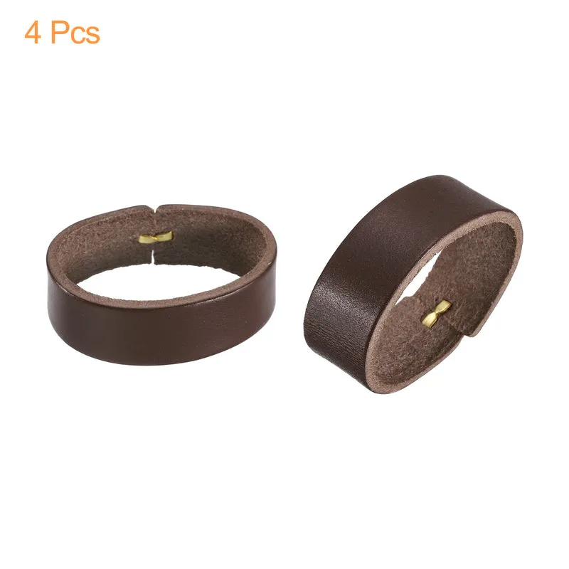 4Pcs Leather Belt Loop Keepers, 11.5cm Outer Girth Belt Strap Ring Buckle for DIY Craft Bag Belt Fixing (Coffee)