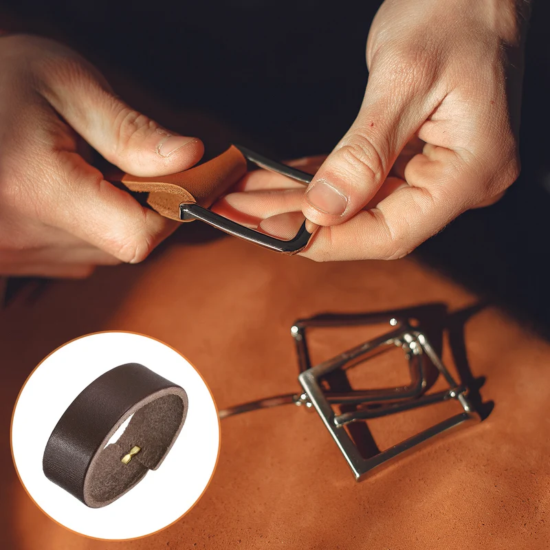 4Pcs Leather Belt Loop Keepers, 11.5cm Outer Girth Belt Strap Ring Buckle for DIY Craft Bag Belt Fixing (Coffee)