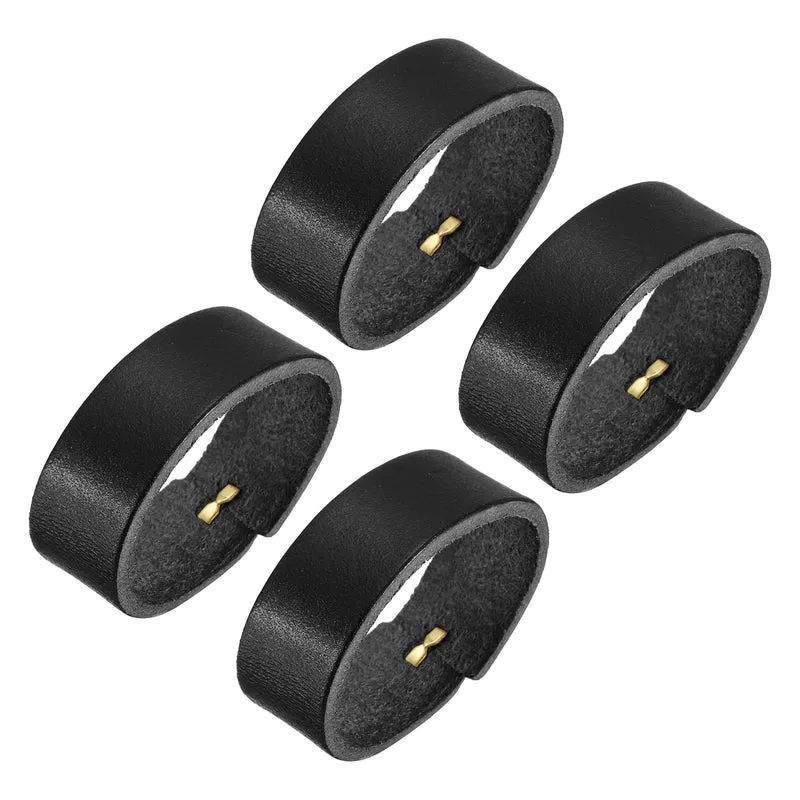 4Pcs Leather Belt Loop Keepers, 11.5cm Outer Girth Belt Strap Ring Buckle for DIY Craft Bag Belt Fixing (Black)