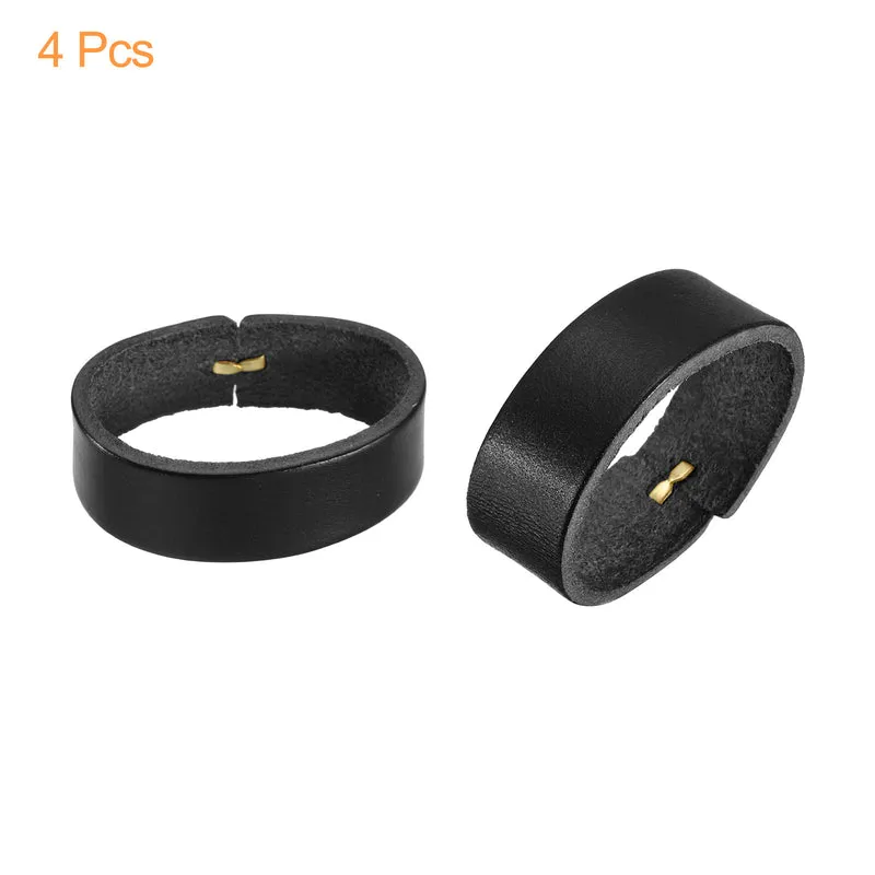 4Pcs Leather Belt Loop Keepers, 11.5cm Outer Girth Belt Strap Ring Buckle for DIY Craft Bag Belt Fixing (Black)