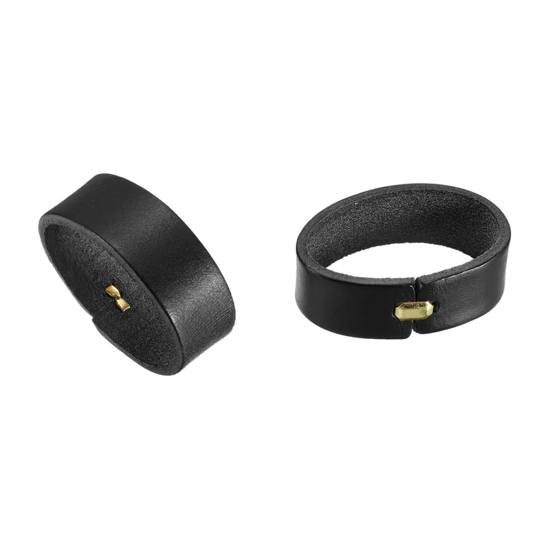 4Pcs Leather Belt Loop Keepers, 11.5cm Outer Girth Belt Strap Ring Buckle for DIY Craft Bag Belt Fixing (Black)