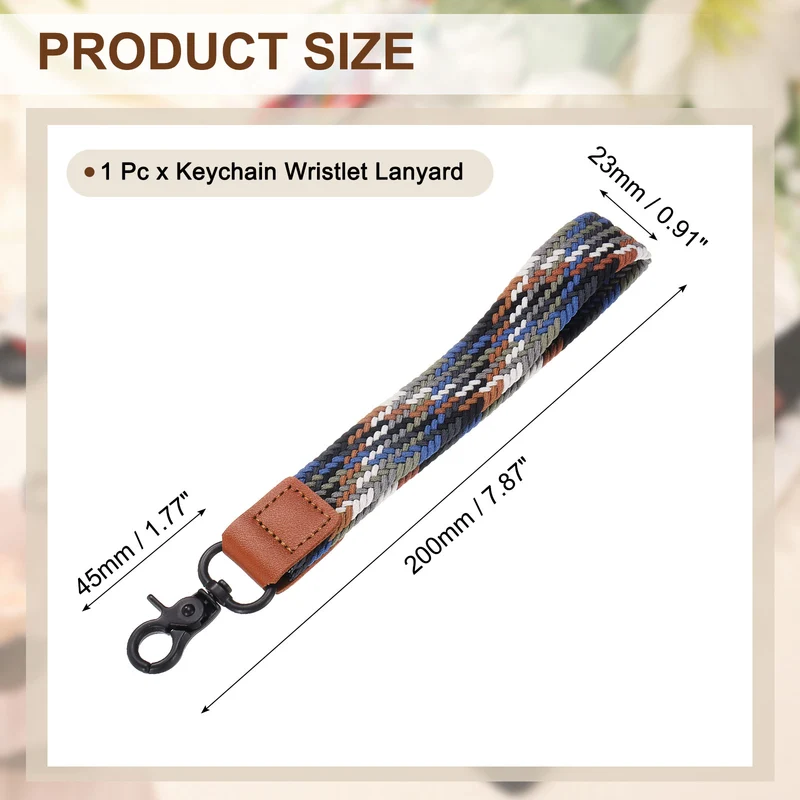 Wrist Lanyard Keychain, Braided Wristlet Strap with Black Clasp, Mixed Gray