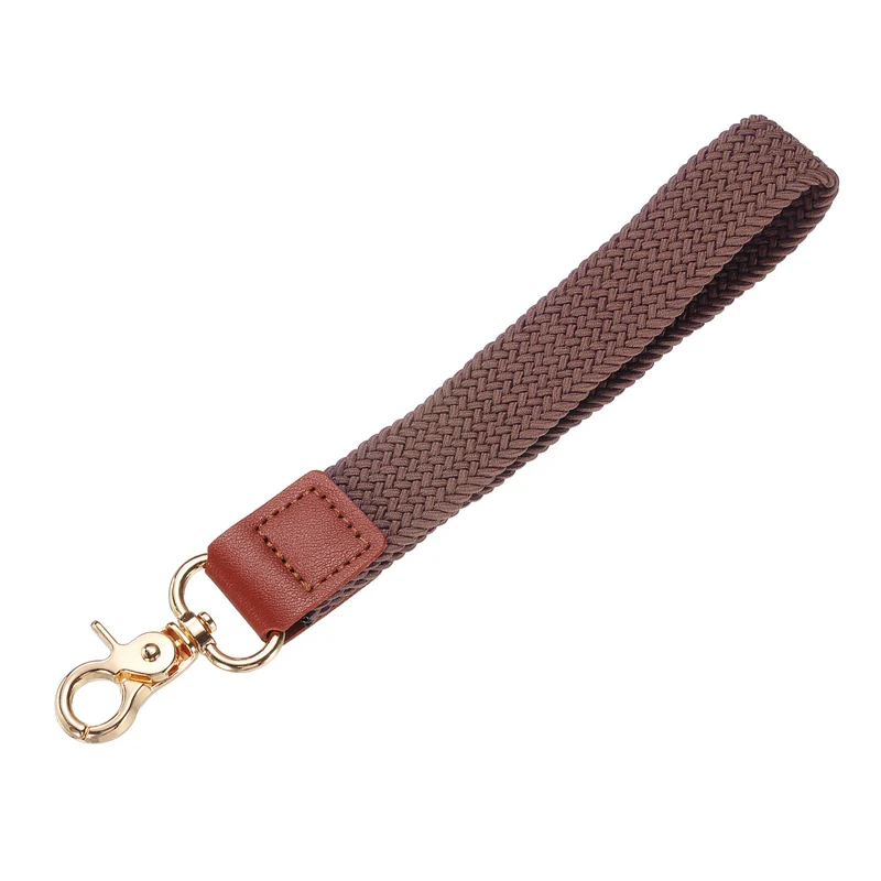 Wrist Lanyard Keychain, Braided Wristlet Strap with Gold Clasp, Dark Pink