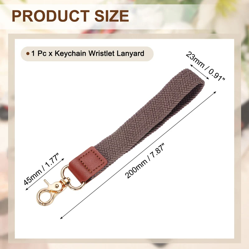 Wrist Lanyard Keychain, Braided Wristlet Strap with Gold Clasp, Dark Pink