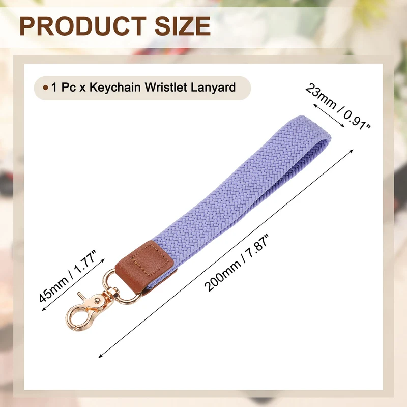 Wrist Lanyard Keychain, Braided Wristlet Strap with Gold Clasp, Light Purple