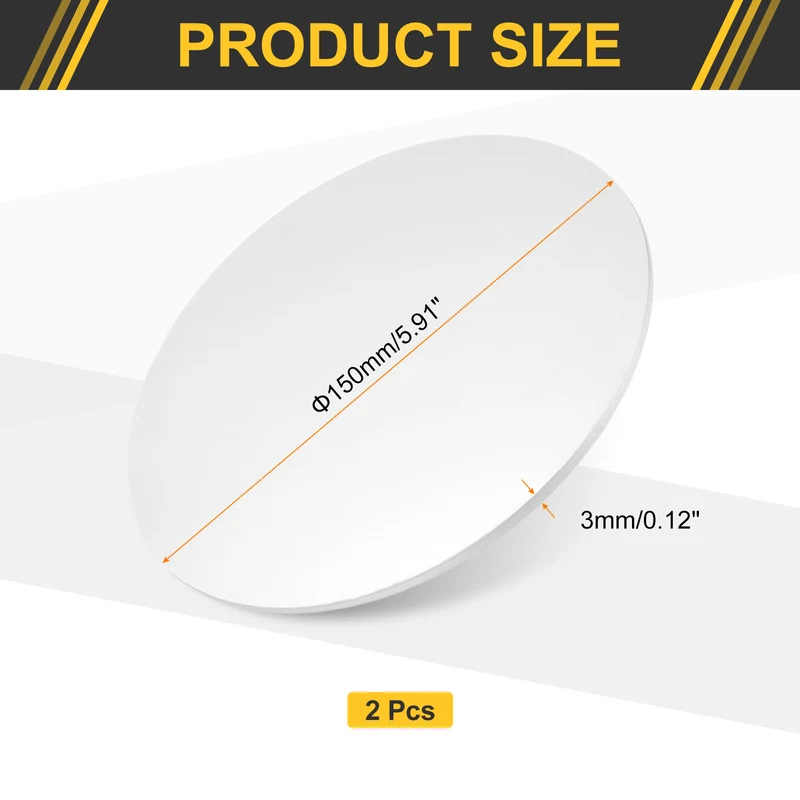 2Pcs Aluminum Disc 6"(150mm) Dia 0.12"(3mm) Thick Round 5052 Aluminum Sheets