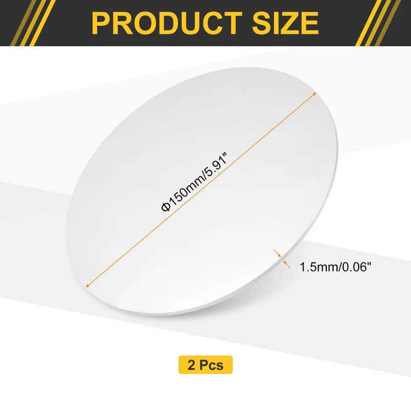 2Pcs Aluminum Disc 6"(150mm) Dia 0.06"(1.5mm) Thick Round 5052 Aluminum Sheets