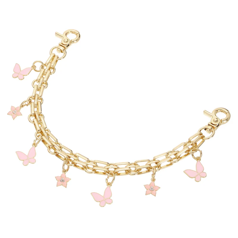 1Pcs 10" Flower Butterfly Pendant Handbag Chain Strap, Pink
