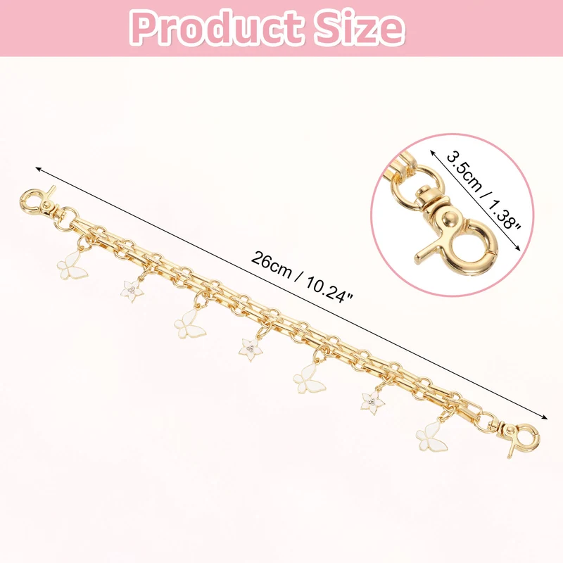 1Pcs 10" Flower Butterfly Pendant Handbag Chain Strap, White