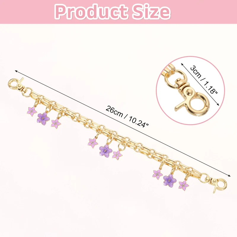 1Pcs 10" Flowers Pendant Handbag Chain Strap, Purple