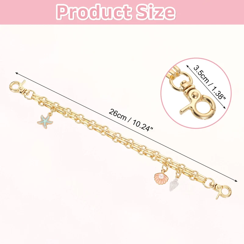 1Pcs 10" Conch Combination Pendant Handbag Chain Strap, Lake Green/White/Pink