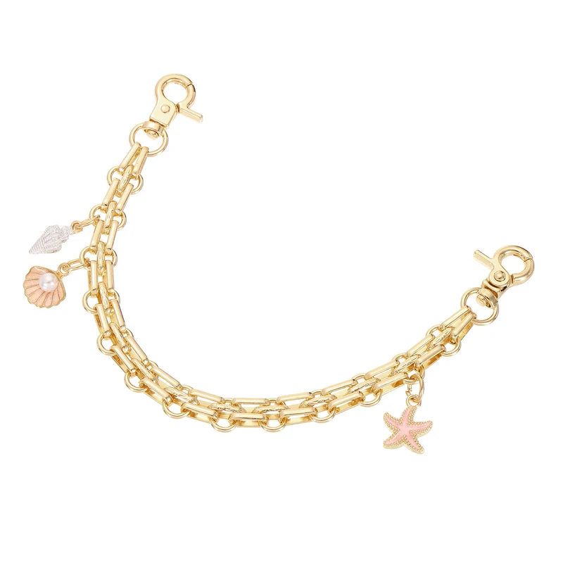 1Pcs 10" Conch Combination Pendant Handbag Chain Strap, Pink/White
