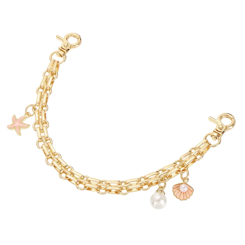 1Pcs 10" Shell Pearl Combination Pendant Handbag Chain Strap, Pink