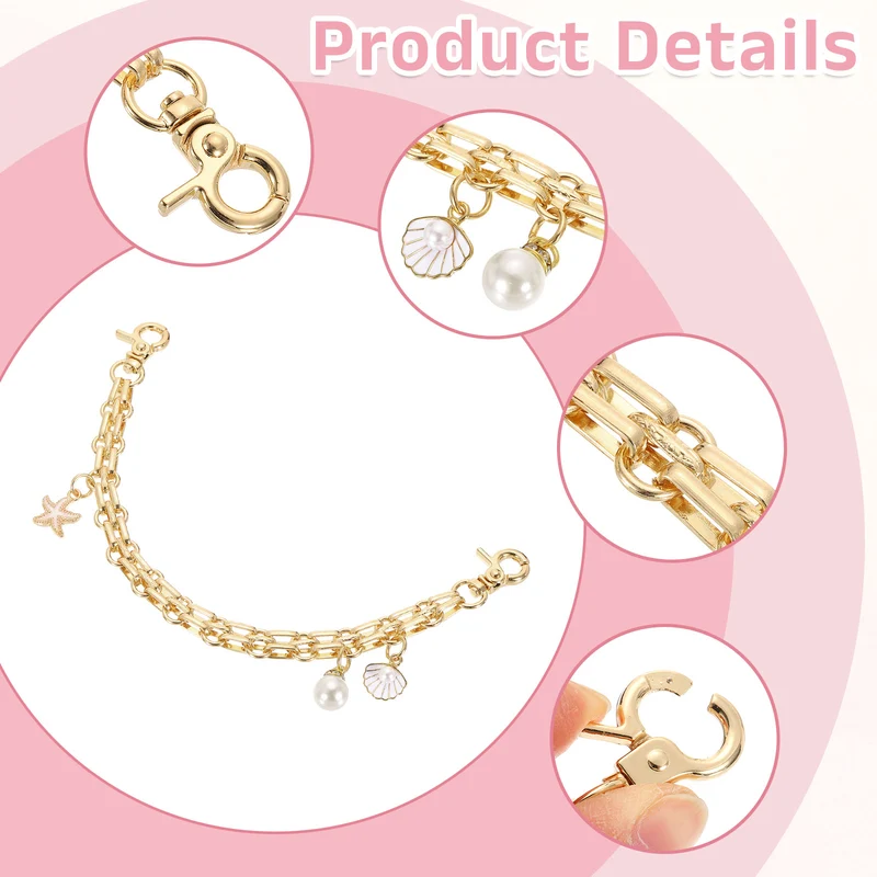 1Pcs 10" Shell Pearl Combination Pendant Handbag Chain Strap, White