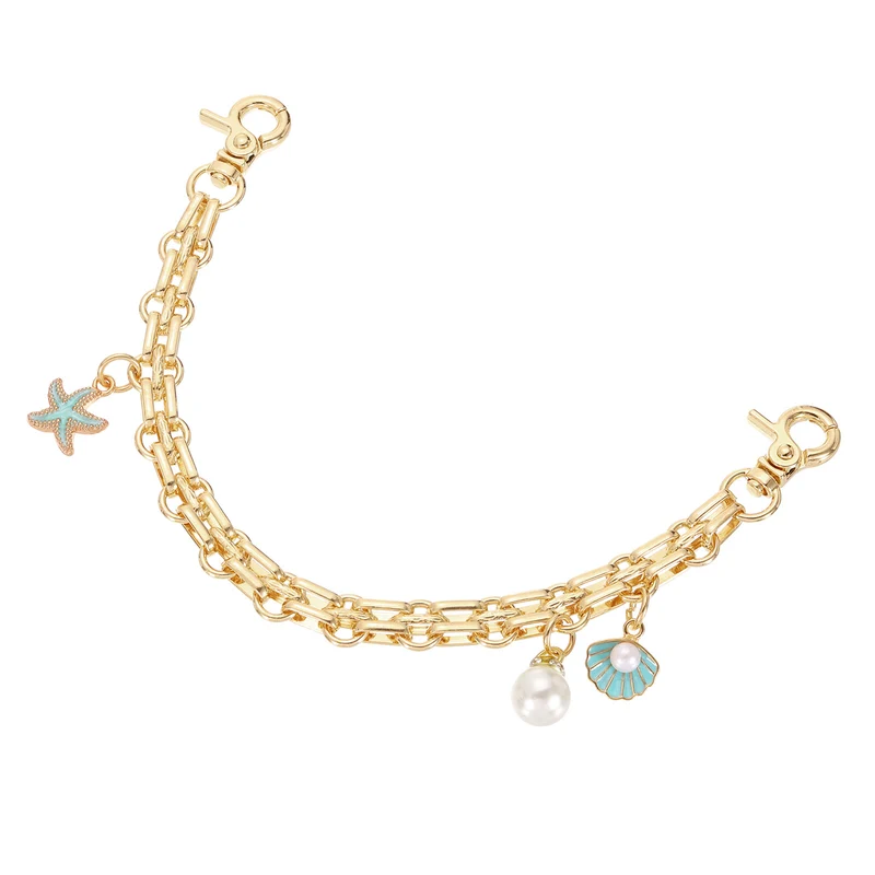 1Pcs 10" Shell Pearl Combination Pendant Handbag Chain Strap, Lake Green
