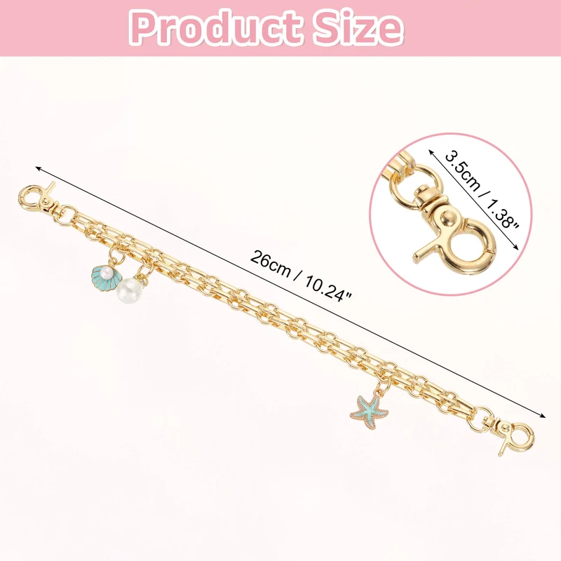 1Pcs 10" Shell Pearl Combination Pendant Handbag Chain Strap, Lake Green
