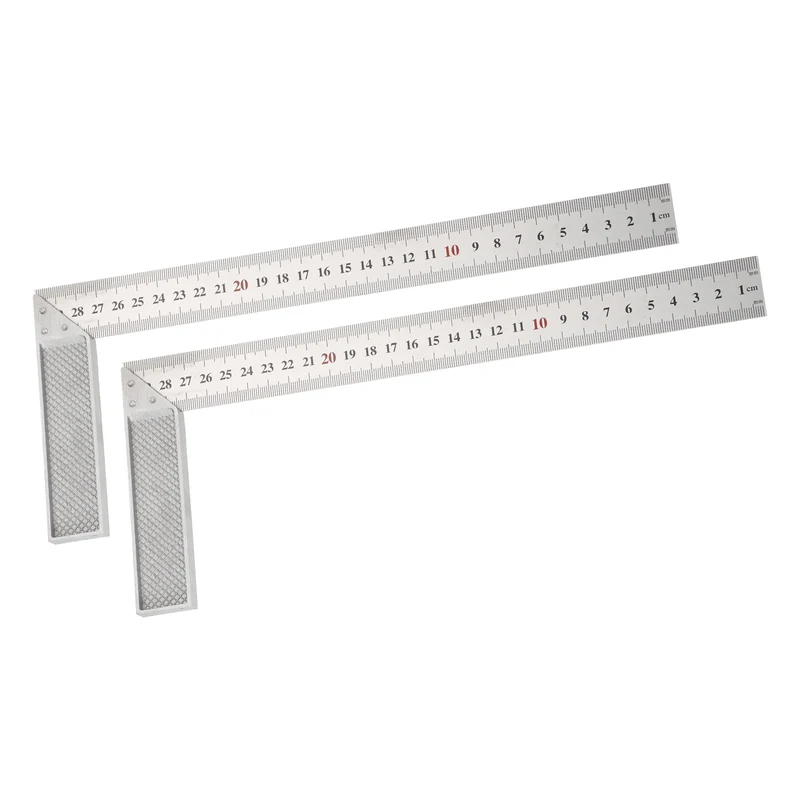2Pcs 12" High Precision 90 Degree Stainless Steel Woodworking Square, Silver