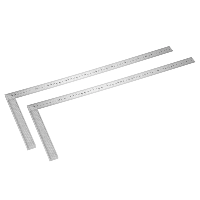2Pcs 24" High Precision 90 Degree Stainless Steel Woodworking Square, Silver