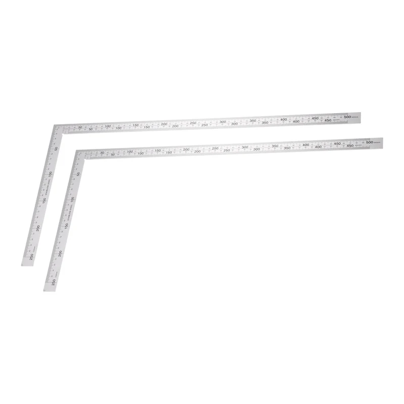 2Pcs 20 Inch High Precision 90 Degree Stainless Steel Woodworking Square, Silver