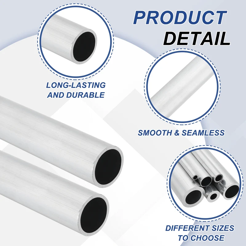 6063 Aluminum Tubing Round Tube 28mm ODx26mm ID Metal Straight Pipe Silver