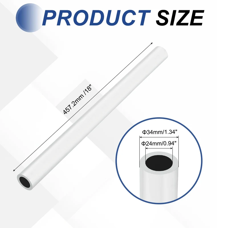 6063 Aluminum Tubing Round Tube 34mm ODx24mm ID Metal Straight Pipe Silver