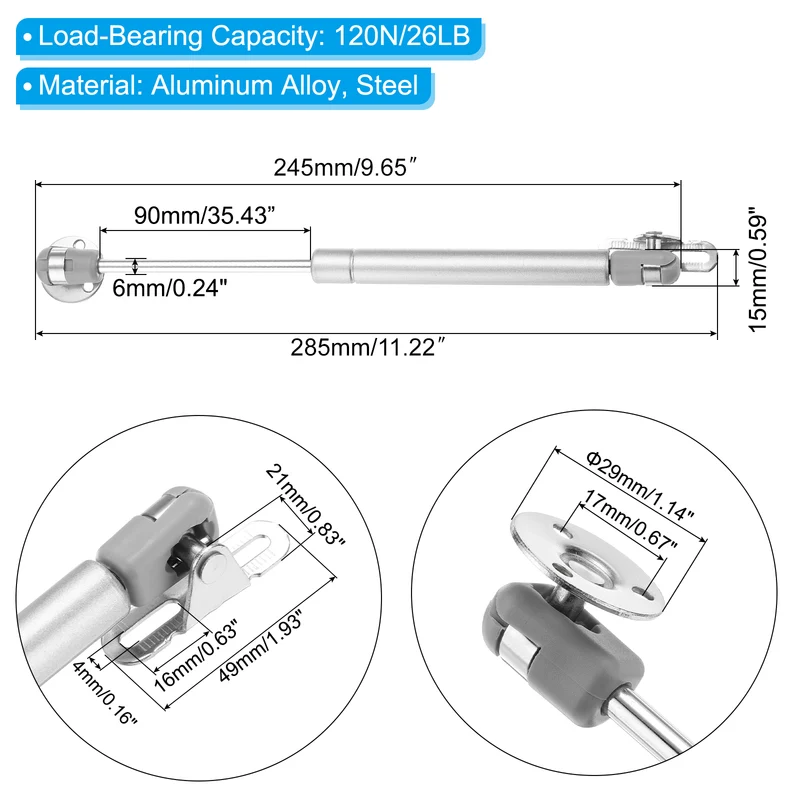 26LB/120N Gas Struts, 10.4 Inch Spring Shocks Lift Support for RV Overhead,2 Set