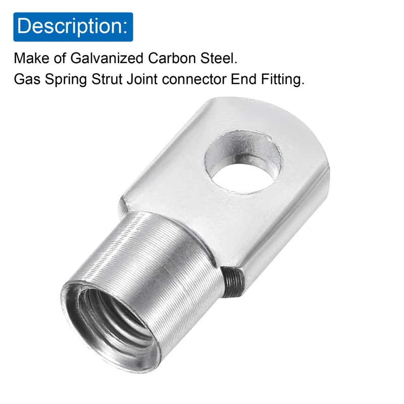 4Pcs Gas Spring Strut M8 Joint Female Threaded Connectors Steel Silver Tone