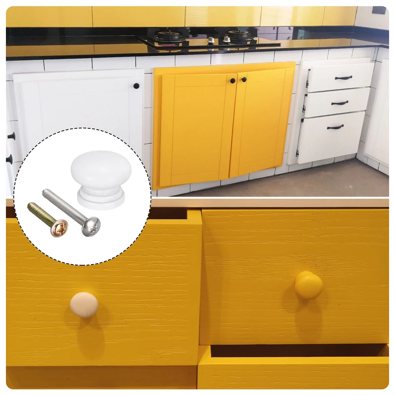 Drawer Screw Round Wood Knobs Pull Handles