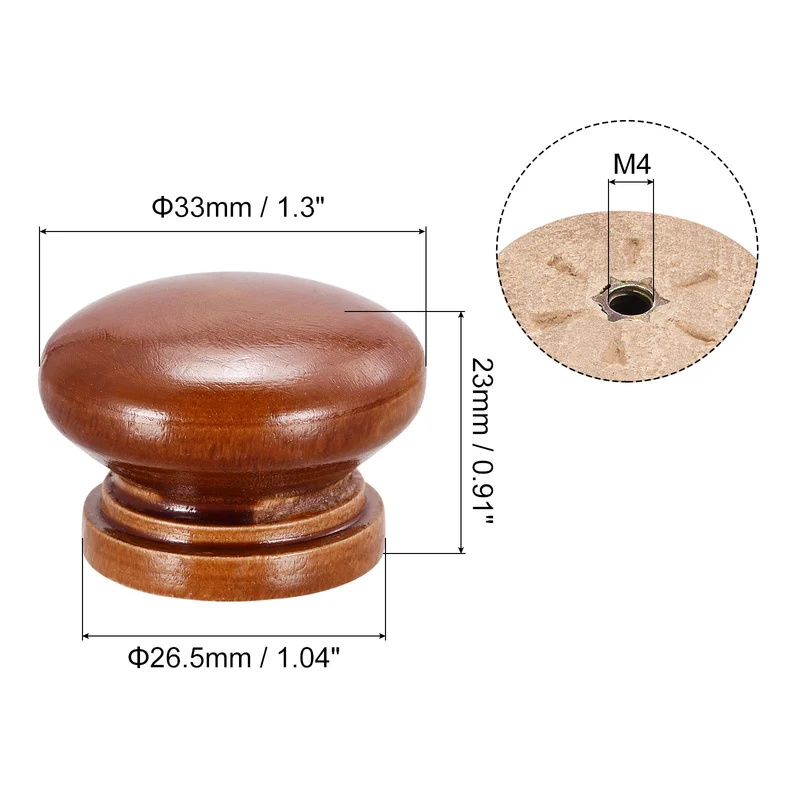 Drawer Screw Round Wood Knobs Pull Handles