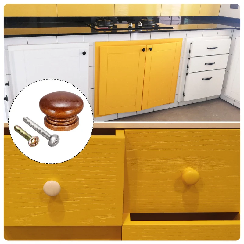 Drawer Screw Round Wood Knobs Pull Handles