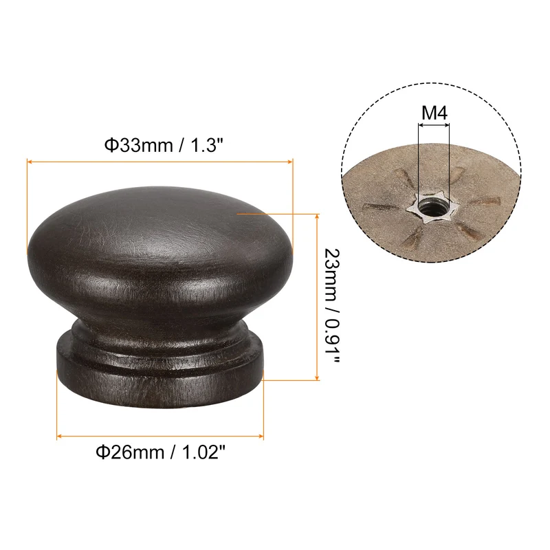 Drawer Screw Round Wood Knobs Pull Handles