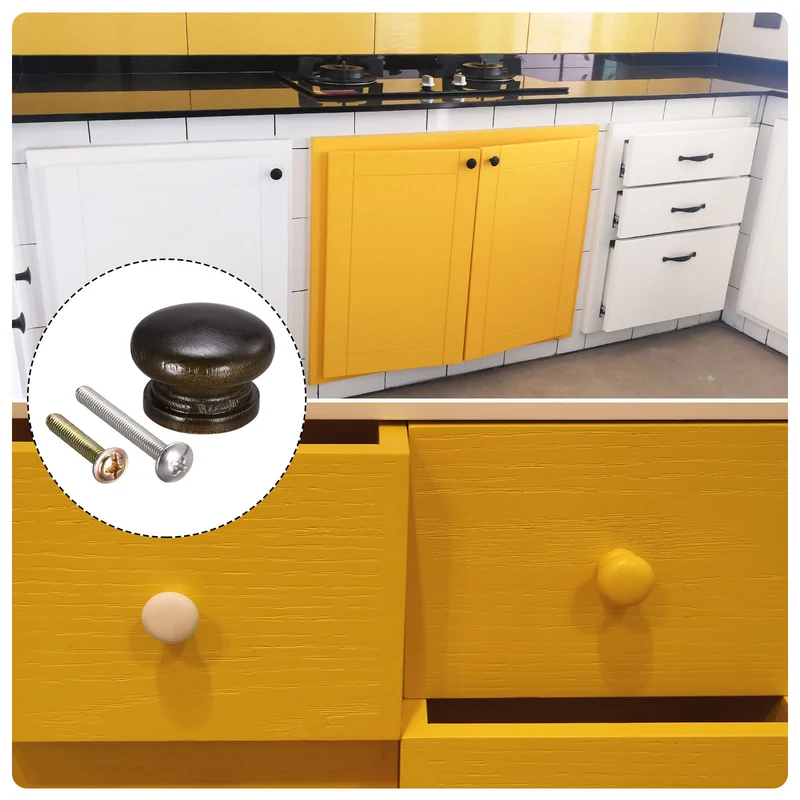 Drawer Screw Round Wood Knobs Pull Handles