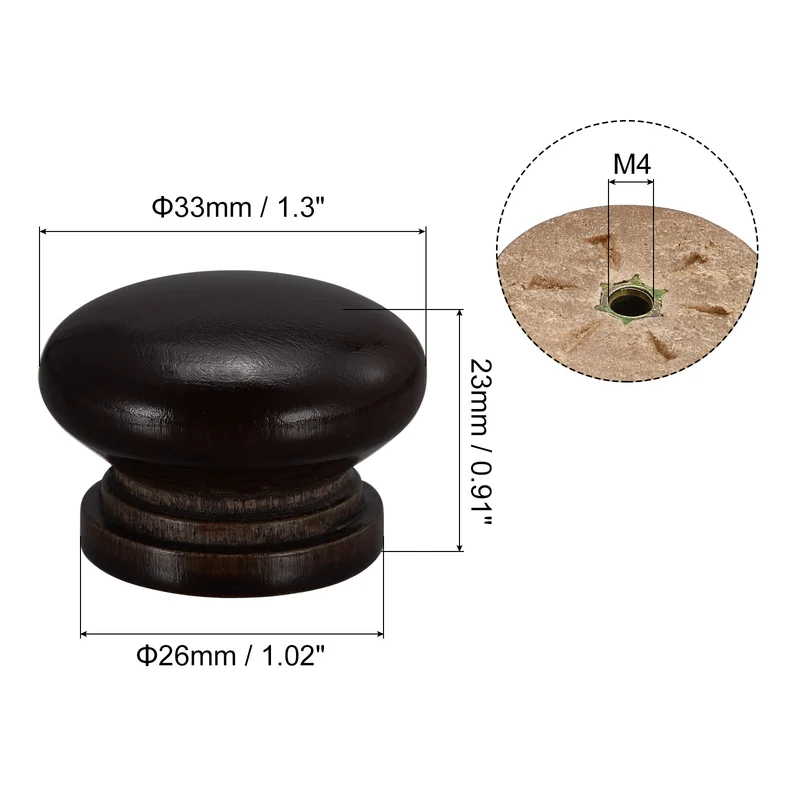 Drawer Screw Round Wood Knobs Pull Handles