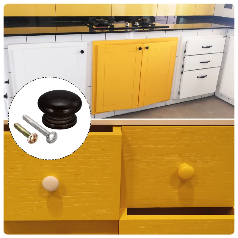 Drawer Screw Round Wood Knobs Pull Handles