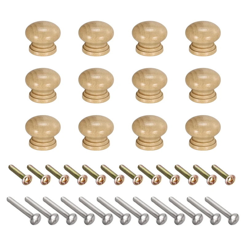 Wood Knobs, Pull Handles for Drawer with Screws