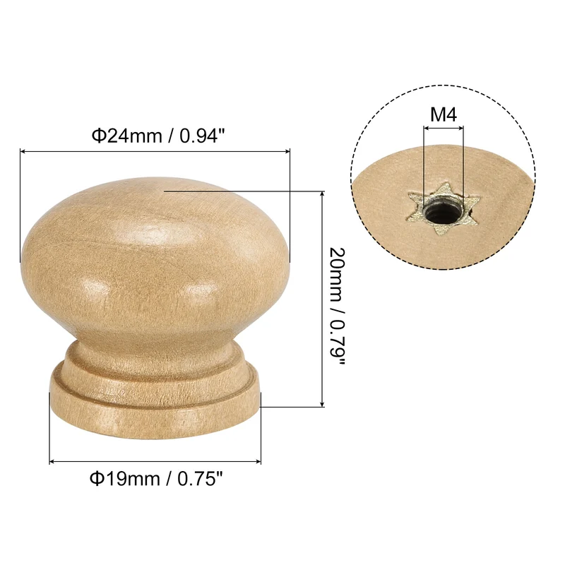 Wood Knobs, Pull Handles for Drawer with Screws