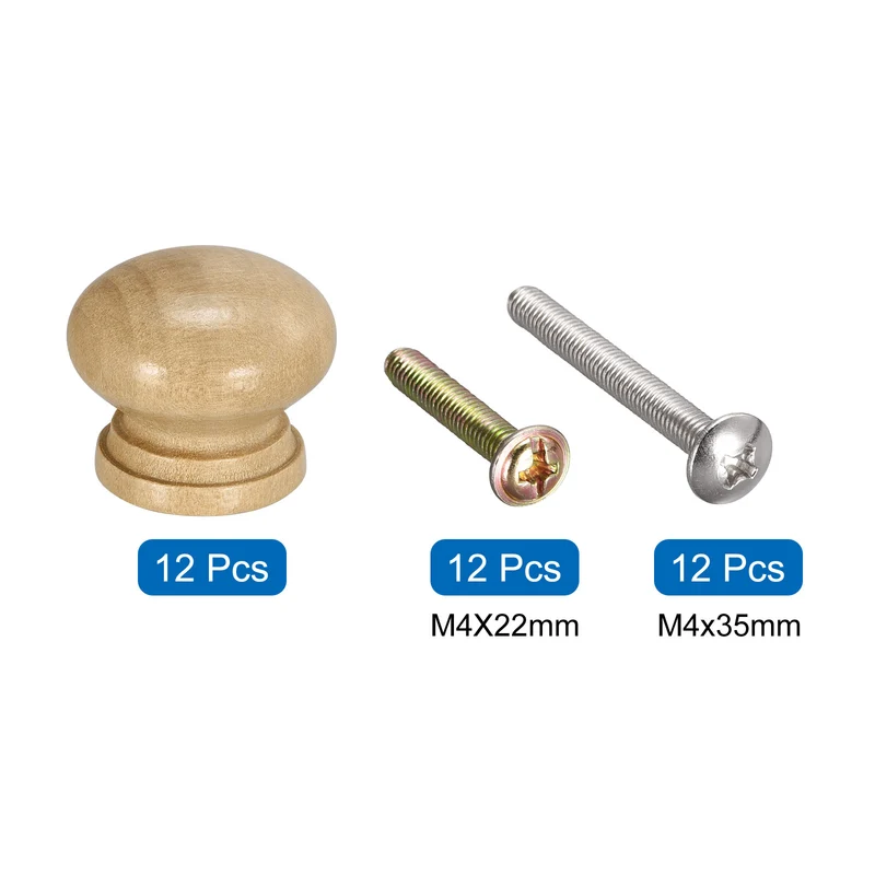Wood Knobs, Pull Handles for Drawer with Screws