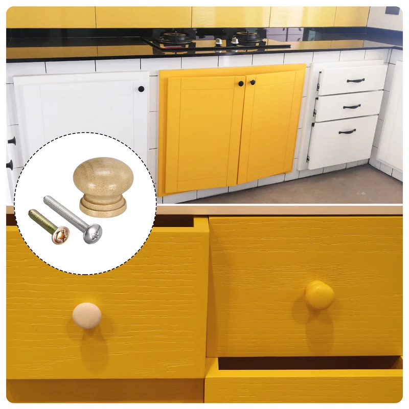 Wood Knobs, Pull Handles for Drawer with Screws