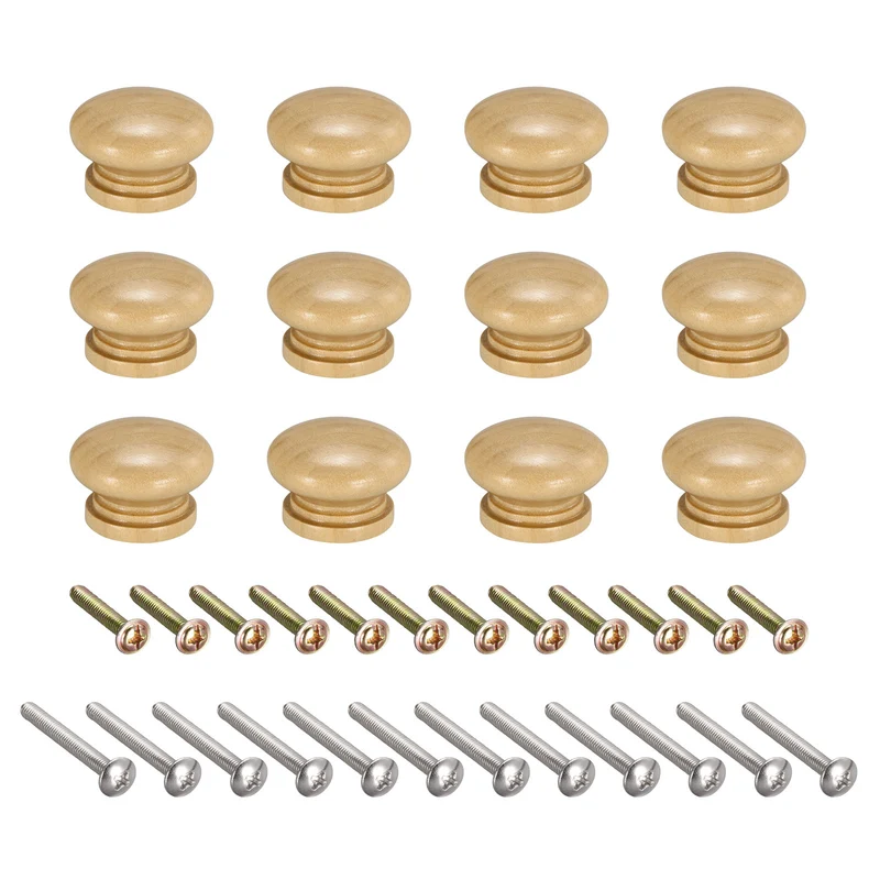 Wood Knobs, Pull Handles for Drawer with Screws