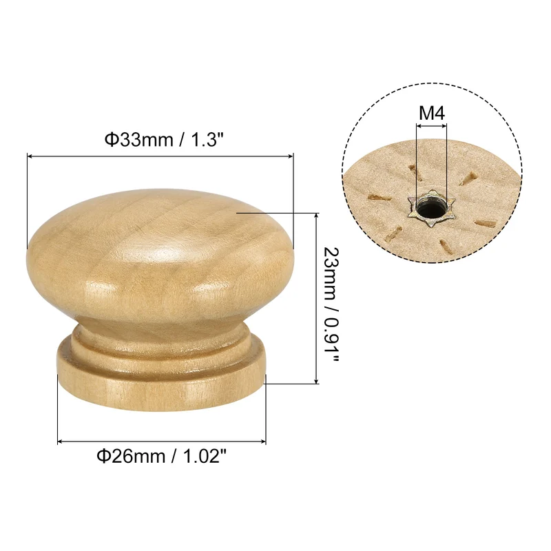 Wood Knobs, Pull Handles for Drawer with Screws