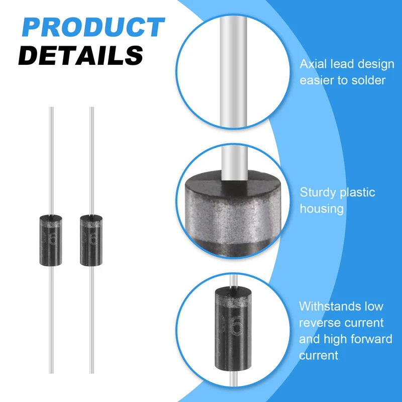 100 Pcs 1N4006 Rectifier Diode, 1A 800V DO-41 Electronic Silicon Diodes