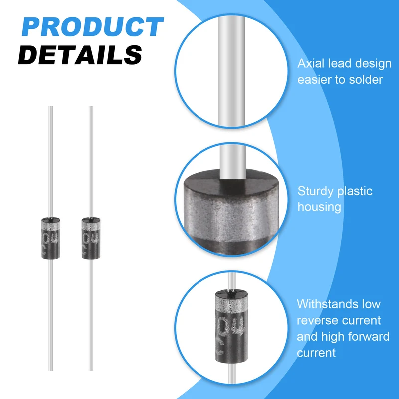 100 Pcs 1N4004 Rectifier Diode, 1A 400V DO-41 Electronic Silicon Diodes
