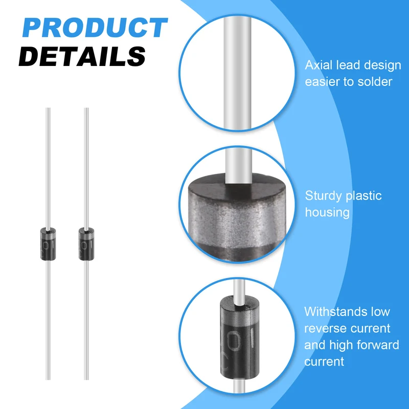 100 Pcs 1N4001 Rectifier Diode, 1A 50V DO-41 Electronic Silicon Diodes