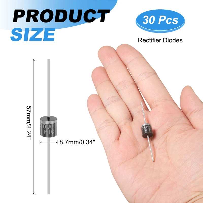 30 Pcs 20A10 Rectifier Diode, 10A 1000V R-6 Electronic Silicon Diodes