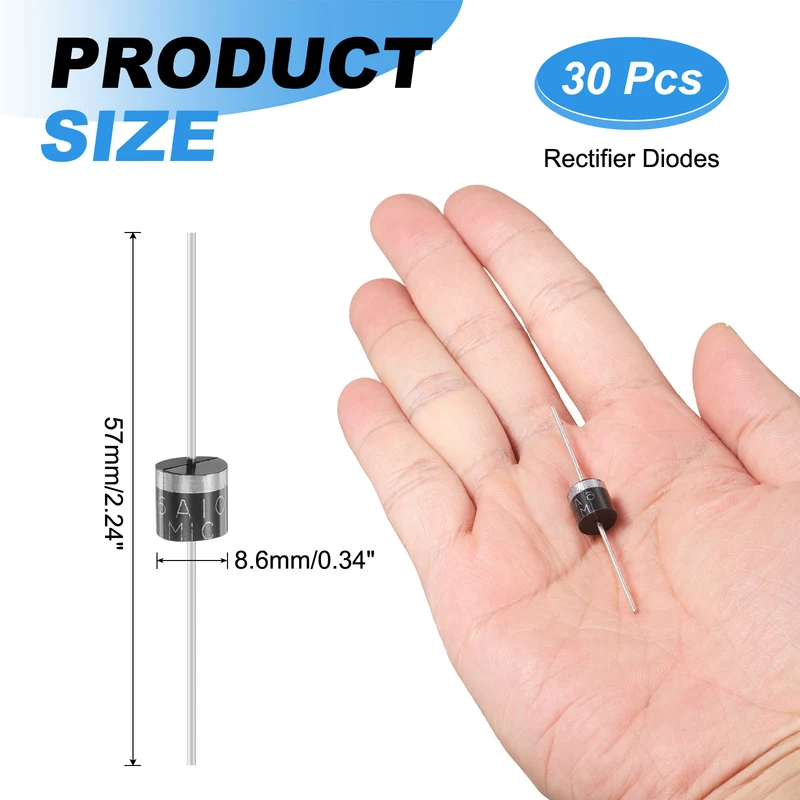 30 Pcs 6A10 Rectifier Diode, 6A 1000V R-6 Electronic Silicon Diodes