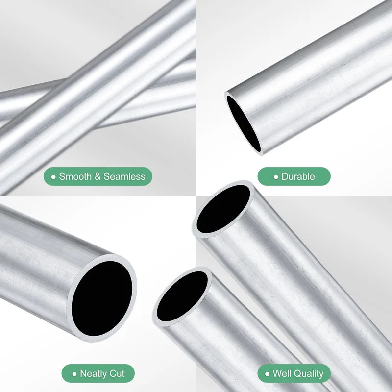 2-Pack 6063 Aluminum Round Tube, 24mmx28mm(IDxOD) 250mm Length Straight Tubing