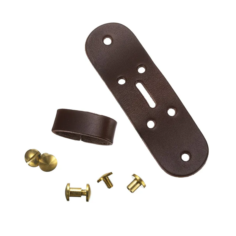 Leather Belt Pin Buckle with Rivets, 29mm Belt Head Connection Loop for DIY Crafting Men Women's Belts Accessories (Coffee)